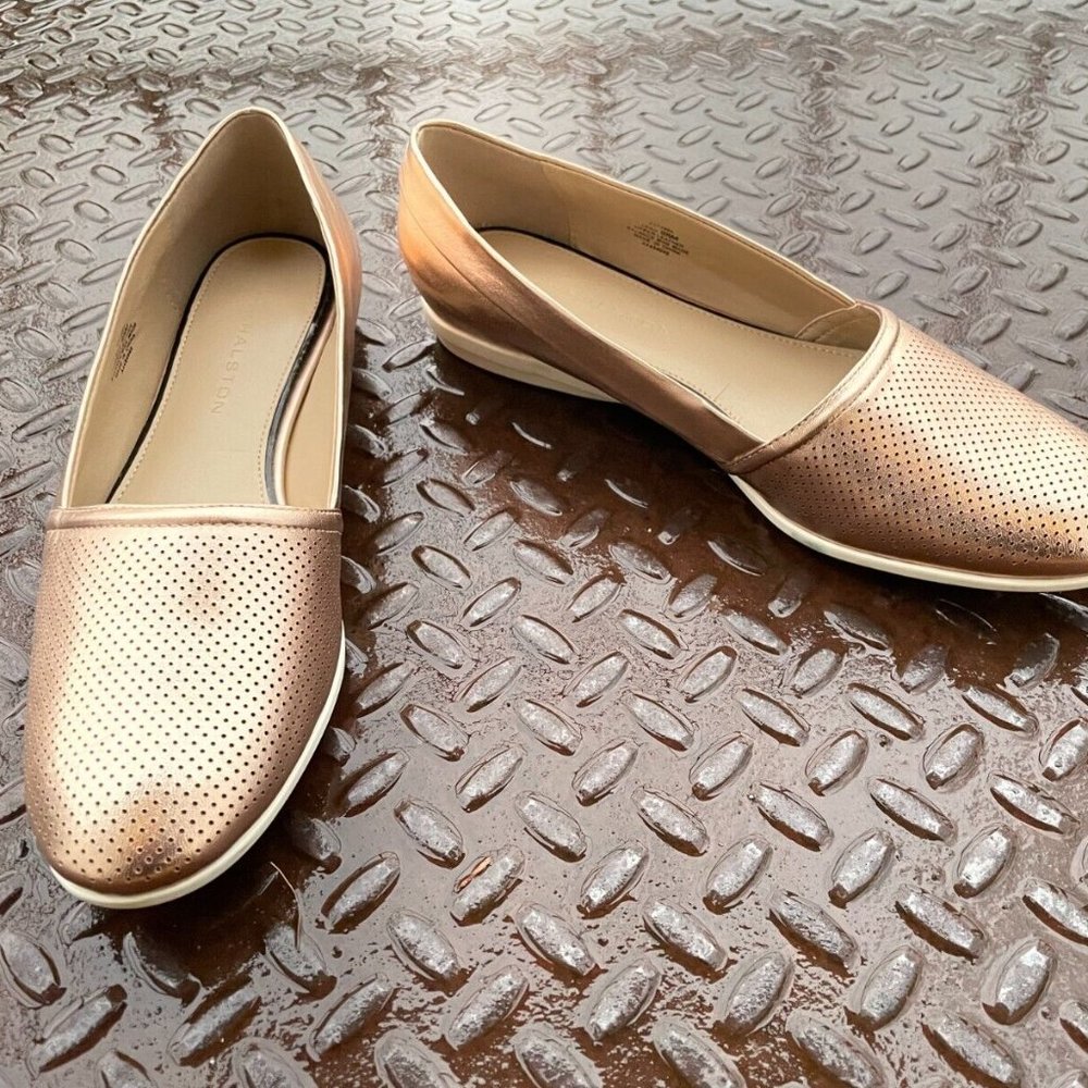 H by Halston Women Shoes Slip On LEAH Rose Gold Tone Leather Upper Size 9.5M